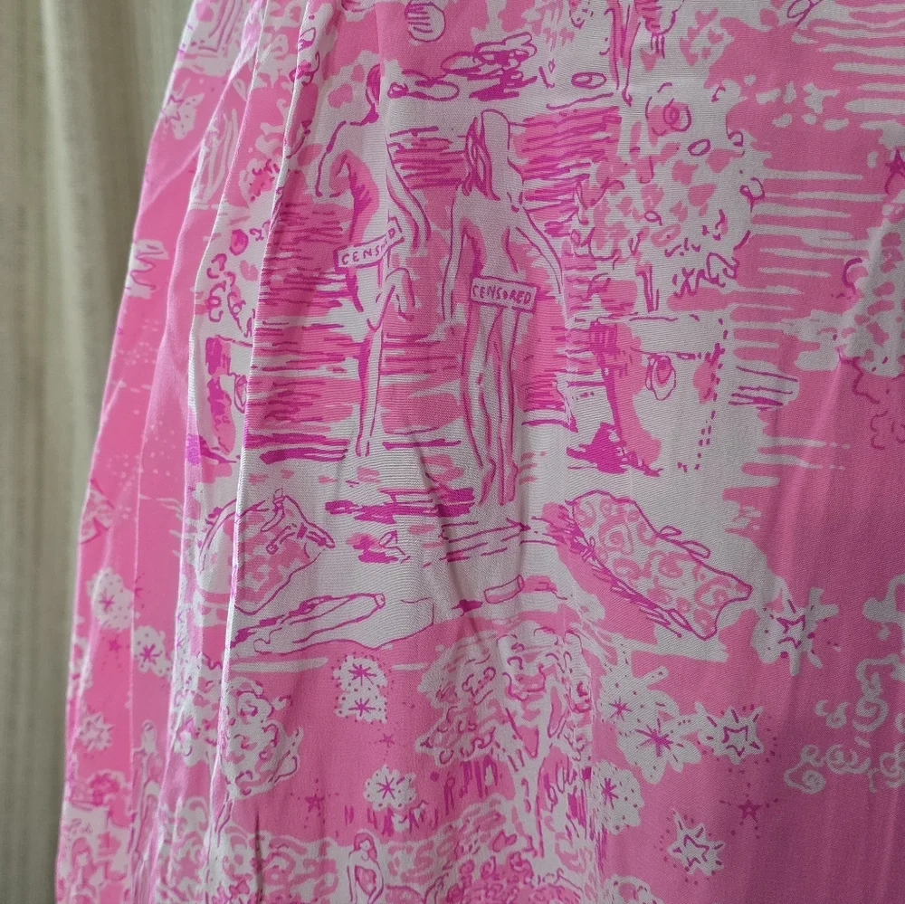 Lilly Pulitzer silk Palm Springs beach nudes swimmers story print dress - Picture 12 of 16